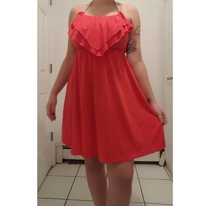 Coral halter dress